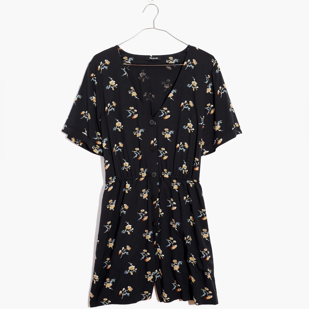Madewell Button-Front Day Romper in Daisies - Size Medium